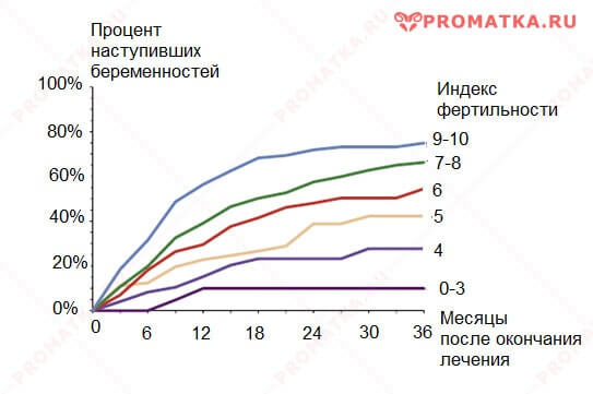 Индекс фертильности и беременность – график 